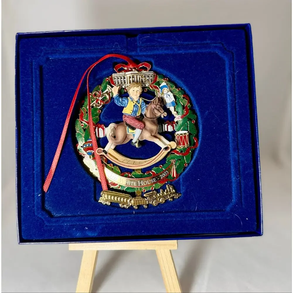 2003 White House Christmas Ornament Ulysses S Grant Rocking Horse Box Booklet